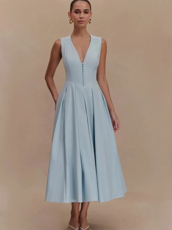 Meshki Dresses & Skirts - MESHKI Keely Cotton Sleeveless Midi Dress | Sky Blue | Size Medium | NWT